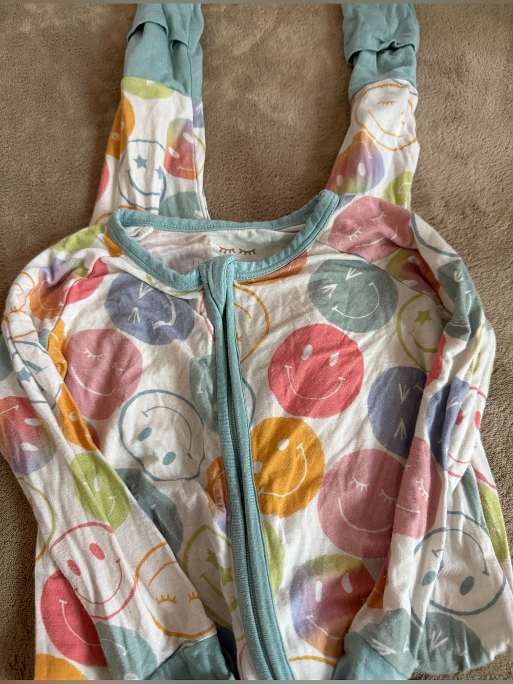 Little Sleepies “positive vibes” Smiley Face pajamas